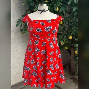 Torrid red and black rose dress